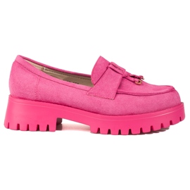 Zamszowe różowe mokasyny na platformie Shelovet