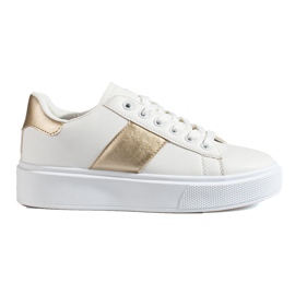 Białe damskie buty sneakersy na platformie Shelovet