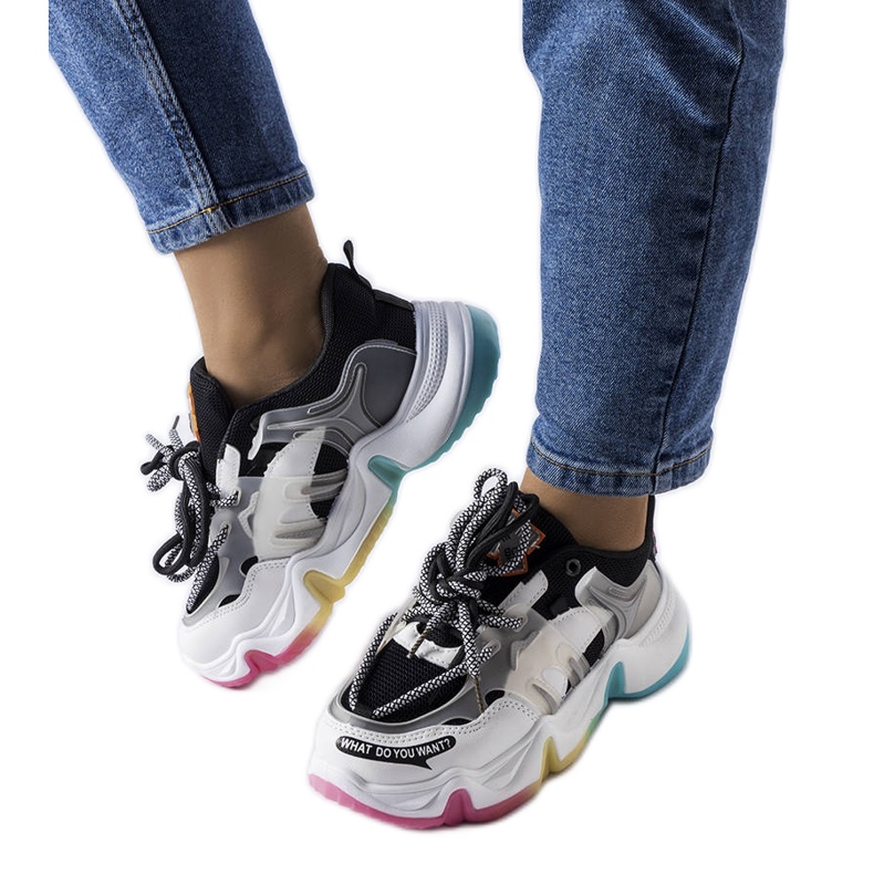 Czarne sneakersy z łączonych materiałów Grondin