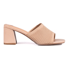 Tekstylne damskie klapki na słupku Shelovet beżowe beżowy