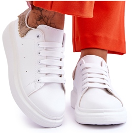 Damskie Buty Sportowe Z Ozdobnym Wzorem Biało-Złote Delight białe