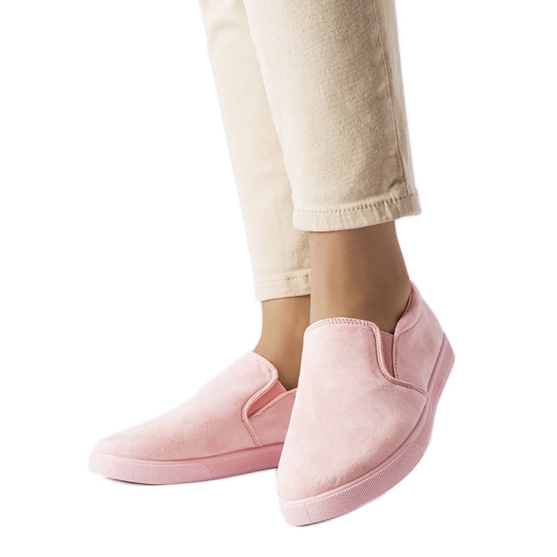 Różowe tenisówki z eko-zamszu Leroy