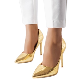 Złote szpilki zdobione tłoczeniem Raison złoty