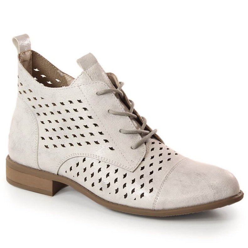 Botki wiosenne ażurowe Jezzi W JEZ392B srebrny