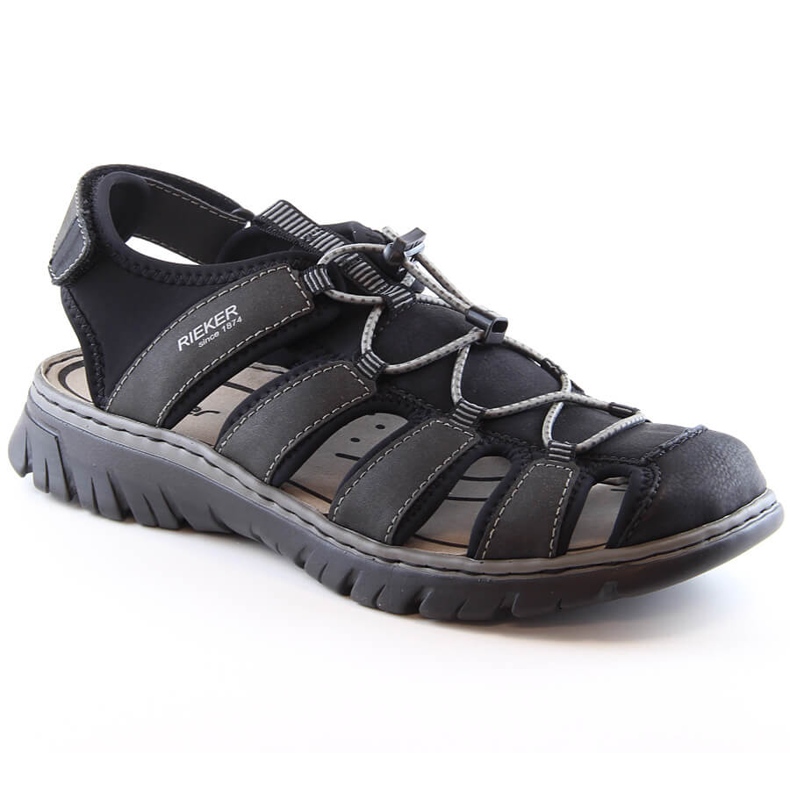 Sandały komfortowe męskie zabudowane czarne Rieker 26770-00
