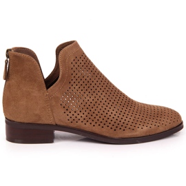 Botki wiosenne ażurowe zamszowe Vinceza beżowy