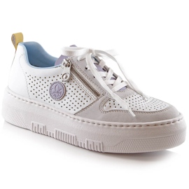 Komfortowe półbuty sportowe damskie białe ażurowe Rieker M1905-80
