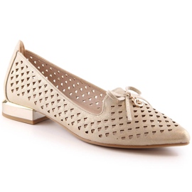Półbuty damskie ażurowe w szpic złote Jezzi ASA178-5 złoty