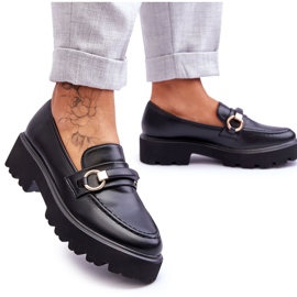 Skórzane Mokasyny Damskie Czarne Camerin