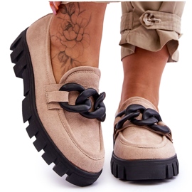 Vinceza Damskie Zamszowe Mokasyny Na Platformie Beżowe Bennett beżowy czarne