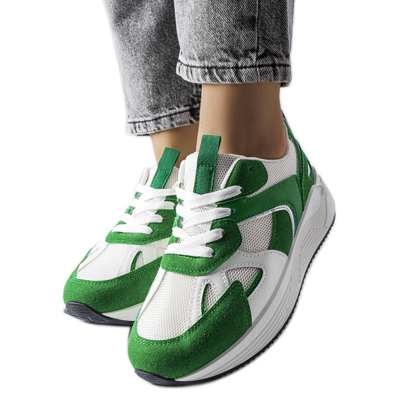 Zielone sneakersy z łączonych materiałów Riel