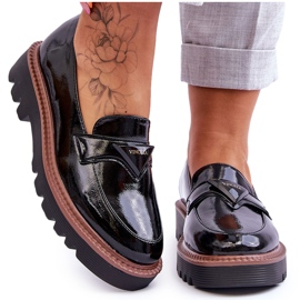 Vinceza Lakierowane Damskie Mokasyny Na Platformie Z Ozdobą Czarne Jonett