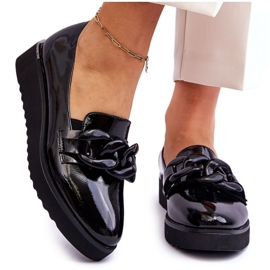 Vinceza Lakierowane Mokasyny Na Koturnie Czarne Semma