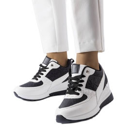 BM Biało-czarne sneakersy na koturnie Gaetane białe
