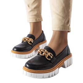 Czarne mokasyny na grubej podeszwie Casgrain