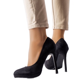 Czarne szpilki z eko-zamszu Bazinet