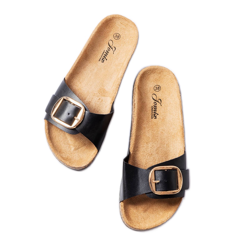 BM Czarne klapki z klamerką Benoit