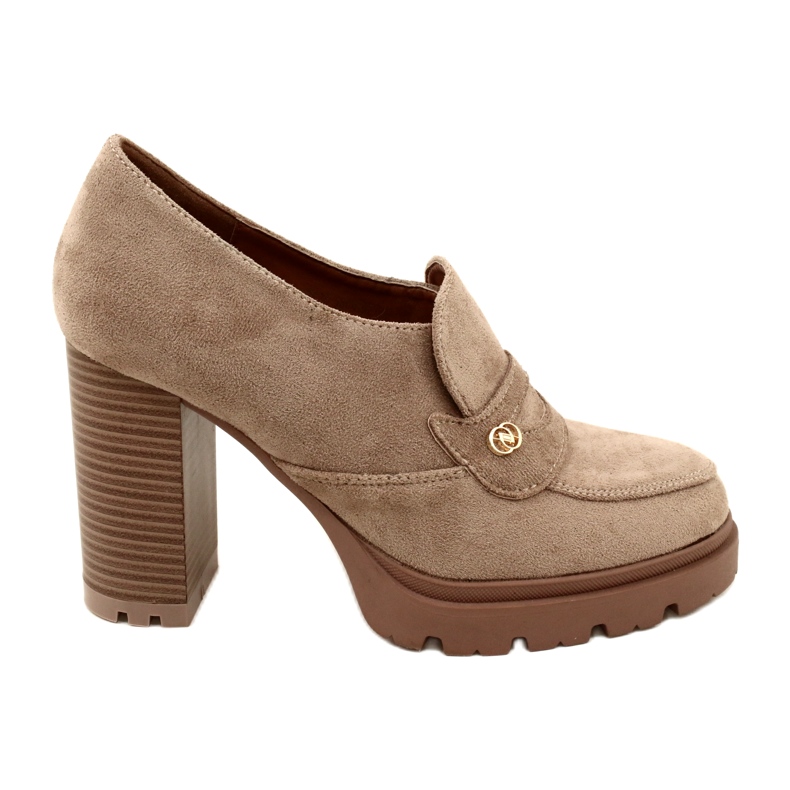 Evento Modne Mokasyny Na Platformie I Słupku Beżowe beżowy