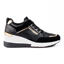 Czarne sneakresy damskie Shelovet na koturnie