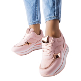 Różowe sneakersy na grubej podeszwie Ethel