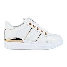 Biało-złote damskie buty sportowe sneakersy Shelovet białe
