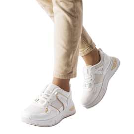 Białe sneakersy z łączonych materiałów Caya