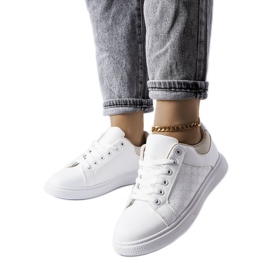 Biało-beżowe sneakersy z tłoczeniem Dreux białe