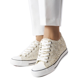 Złote trampki na niskiej koturnie Garceau złoty