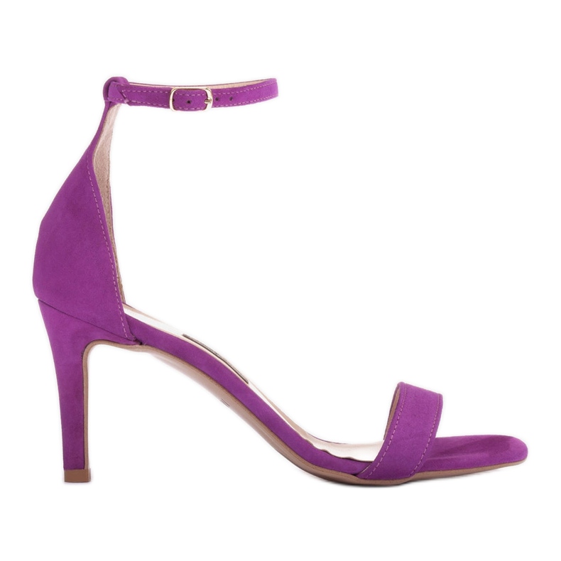 Marco Shoes Eleganckie sandały z naturalnego zamszu fioletowe