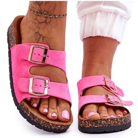 Damskie Klapki Wsuwane Na Korkowej Podeszwie Neonowe Różowe Cortina