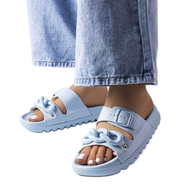 Niebieskie gumowe klapki Étoile