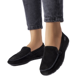 Czarne mokasyny skórzane Big Star JJ274654