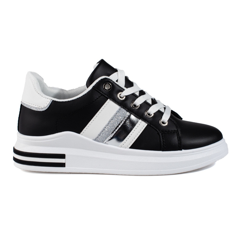 Sportowe buty damskie sneakersy czarno-białe Shelovet czarne