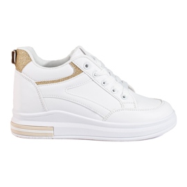 Białe sneakersy z ukrytą koturną Shelovet