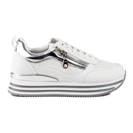 Sneakersy biało-srebrne na platformie Shelovet białe