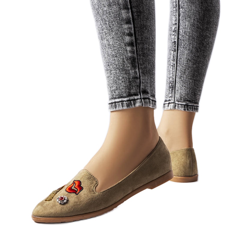 Zielone ozdobne balerinki Hillcrest