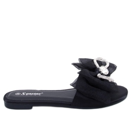 BM Klapki z kokardą Monique Black czarne