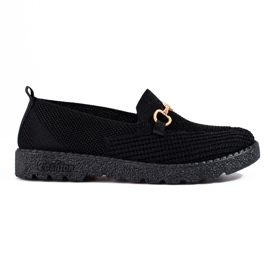 Damskie slip on materiałowe Shelovet czarne