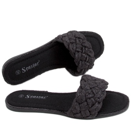 Klapki damskie sznurkowe Erika Black czarne