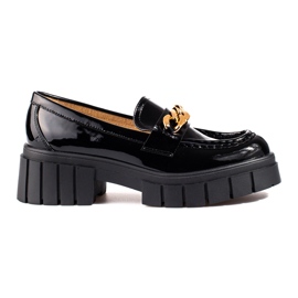 Lakierowane półbuty na platformie czarne Shelovet