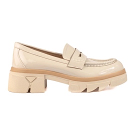 Beżowe klasyczne mokasyny na platformie Shelovet beżowy