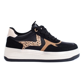 Sportowe buty damskie na platformie czarne Shelovet