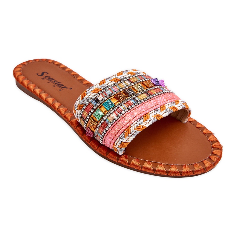 Damskie Zdobione Klapki Pomarańczowe Bellisa