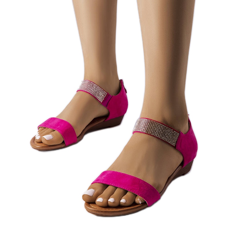 Różowe sandały zdobione cyrkoniami Dufresne