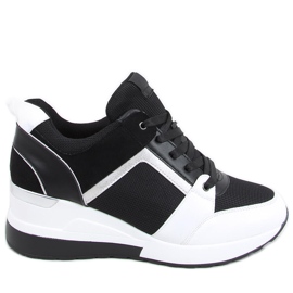 Sneakersy na koturnie pandy Diego BLACK/WHITE czarne