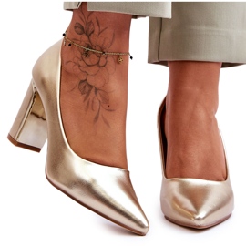 Klasyczne Czółenka Na Ozdobnym Słupku Złote Elizabeth złoty