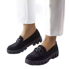 Venezia Czarne mokasyny eko-zamsz Vinceza