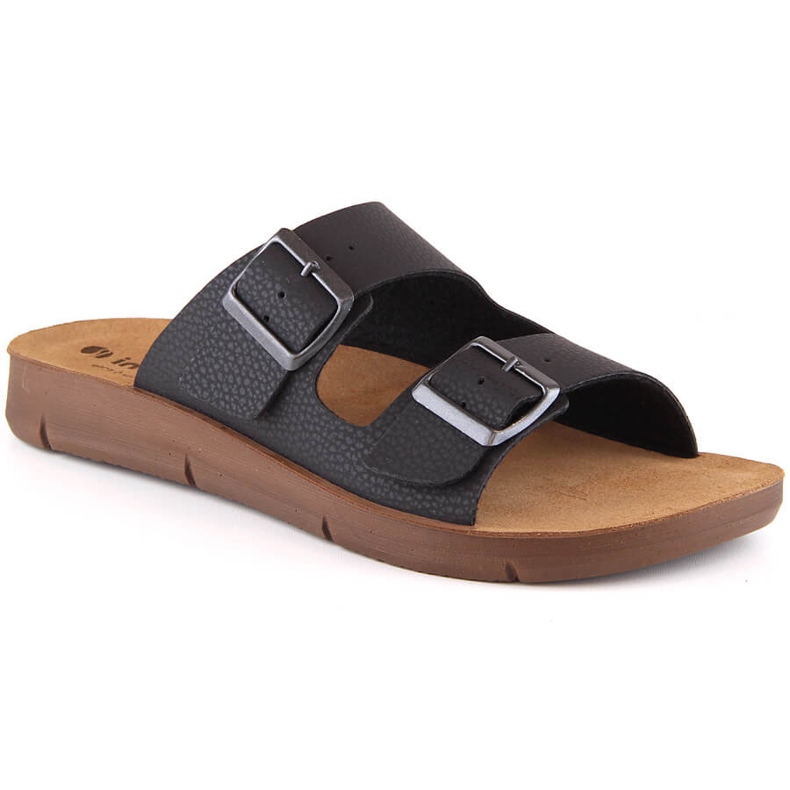 Komfortowe klapki męskie z klamrami czarne Inblu CM000028-014