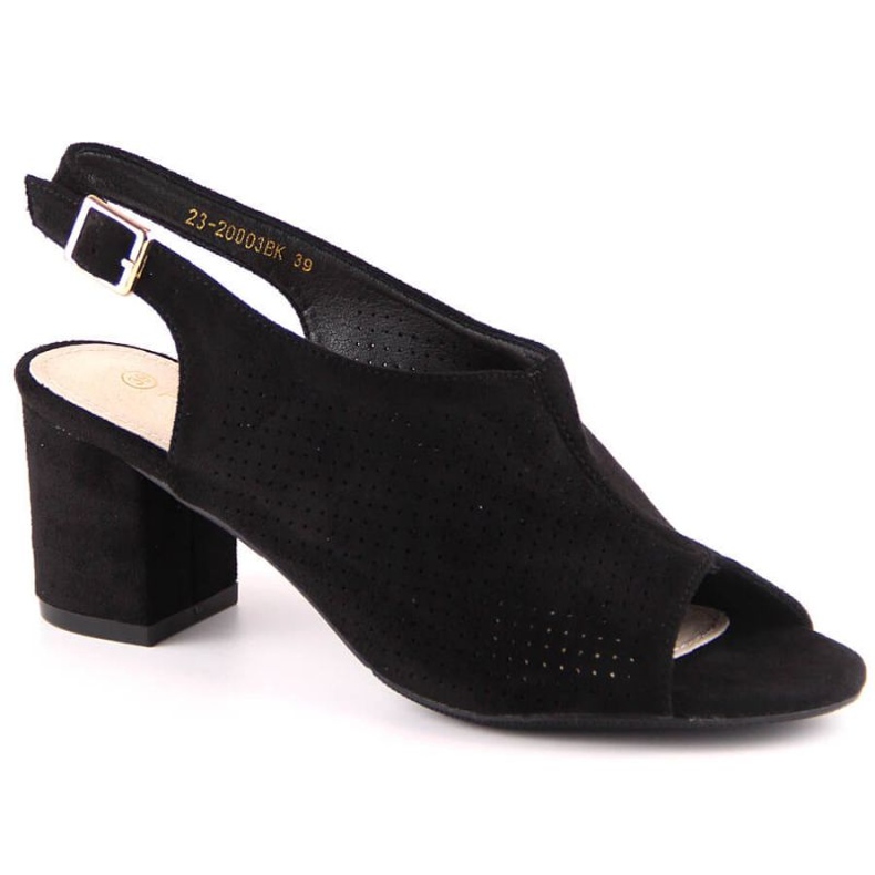 Sandały na obcasie ażurowe Potocki W LE20003 czarne