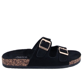 BM Klapki korkowe scholki Byrd Black czarne